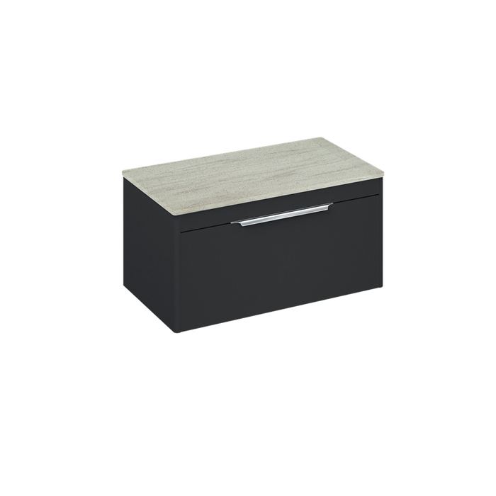 Britton Shoreditch 850mm Wall Hung Single Drawer Unit with Concrete Haze Worktop - Unbeatable Bathrooms