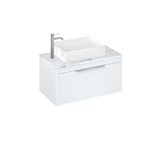 Britton Shoreditch 820mm Vanity Unit - Wall Hung 1 Drawer Unit with Carrara White Worktop & Quad Countertop Basin - Unbeatable Bathrooms