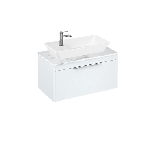 Britton Shoreditch 820mm Vanity Unit - Wall Hung 1 Drawer Unit with Carrara White Worktop & Yacht Countertop Basin - Unbeatable Bathrooms
