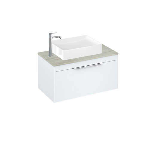 Britton Shoreditch 820mm Vanity Unit - Wall Hung 1 Drawer Unit with Concrete Haze Worktop & Quad Countertop Basin - Unbeatable Bathrooms