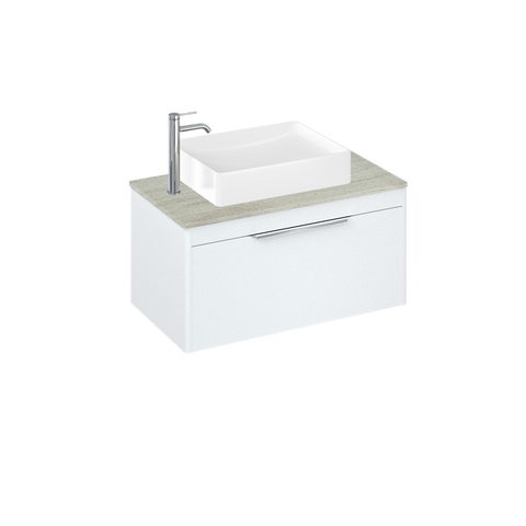 Britton Shoreditch 820mm Vanity Unit - Wall Hung 1 Drawer Unit with Concrete Haze Worktop & Quad Countertop Basin - Unbeatable Bathrooms