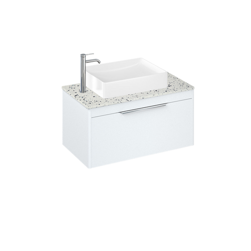 Britton Shoreditch 820mm Vanity Unit - Wall Hung 1 Drawer Unit with Ice Blue Worktop & Quad Countertop Basin - Unbeatable Bathrooms