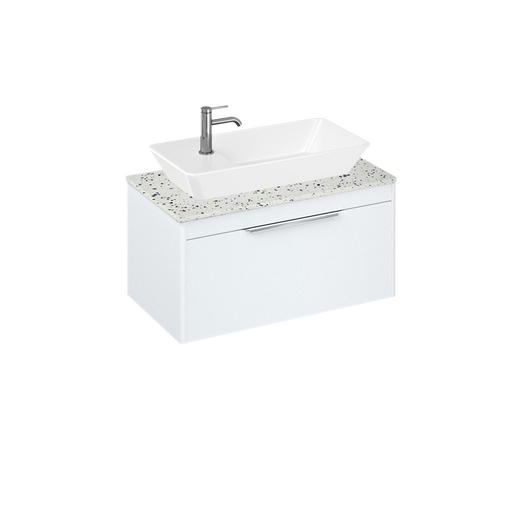 Britton Shoreditch 820mm Vanity Unit - Wall Hung 1 Drawer Unit with Ice Blue Worktop & Yacht Countertop Basin - Unbeatable Bathrooms