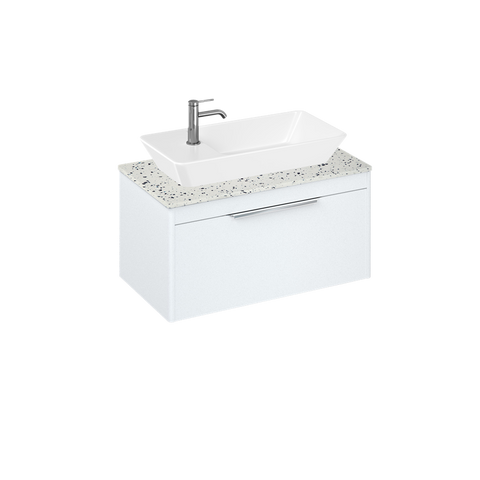 Britton Shoreditch 820mm Vanity Unit - Wall Hung 1 Drawer Unit with Ice Blue Worktop & Yacht Countertop Basin - Unbeatable Bathrooms