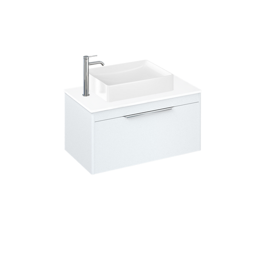 Britton Shoreditch 820mm Vanity Unit - Wall Hung 1 Drawer Unit with White Worktop & Quad Countertop Basin - Unbeatable Bathrooms