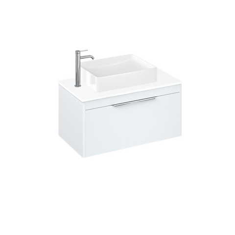 Britton Shoreditch 820mm Vanity Unit - Wall Hung 1 Drawer Unit with White Worktop & Quad Countertop Basin - Unbeatable Bathrooms