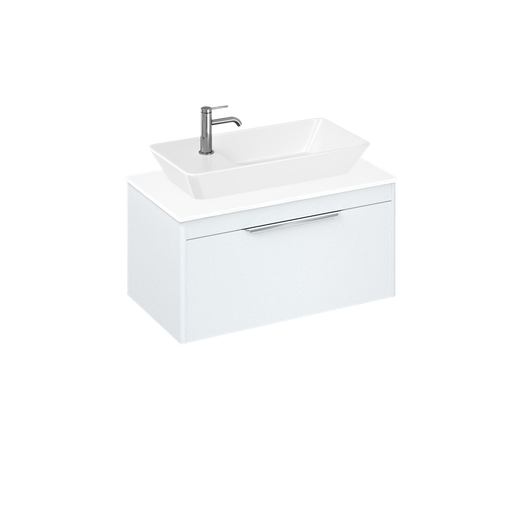 Britton Shoreditch 820mm Vanity Unit - Wall Hung 1 Drawer Unit with White Worktop & Yacht Countertop Basin - Unbeatable Bathrooms