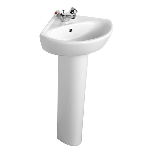Armitage Shanks Sandringham 21 340mm 1TH Corner Full Pedestal Basin - Unbeatable Bathrooms