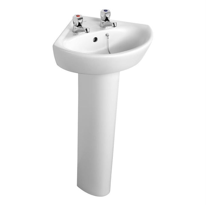 Armitage Shank Sandringham 21 50cm Pedestal Basin -One Taphole with Overflow No Chainstay Hole - Unbeatable Bathrooms