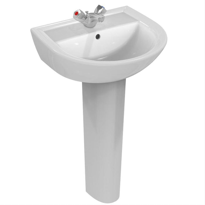 Armitage Shank Sandringham 21 50cm Pedestal Basin -One Taphole with Overflow No Chainstay Hole - Unbeatable Bathrooms