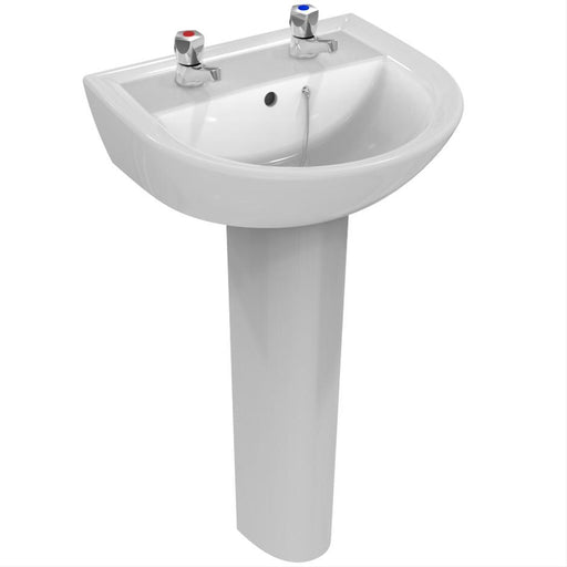 Armitage Shanks Sandringham 21 500mm 2TH Full Pedestal Basin with Overflow & Chainstay Hole - Unbeatable Bathrooms