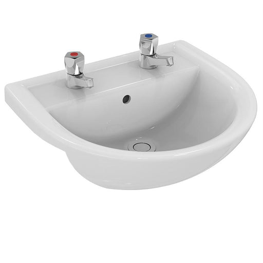 Armitage Shanks Sandringham 21 50cm Semi-Countertop Basin, Two Tapholes, No Chain Hole - Unbeatable Bathrooms