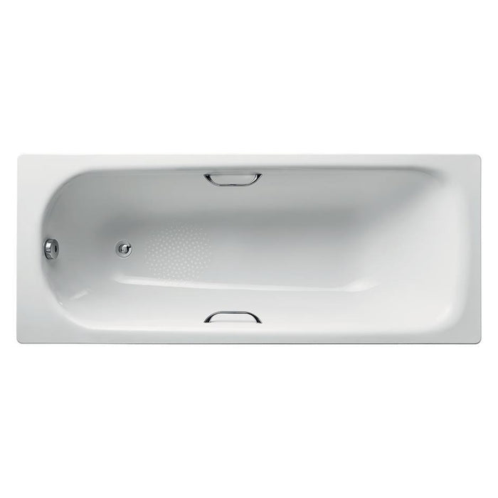 Armitage Shanks Sandringham 21 Bath 170 X 70cm Standard Gauge Steel with Chrome Plated Grips No Tapholes, Anti-Slip - Unbeatable Bathrooms