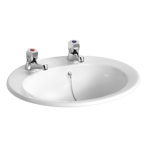 Armitage Shanks Sandringham 21 Countertop Washbasin 50cm, 2 Tapholes with Overflow and Chainstay Hole - Unbeatable Bathrooms