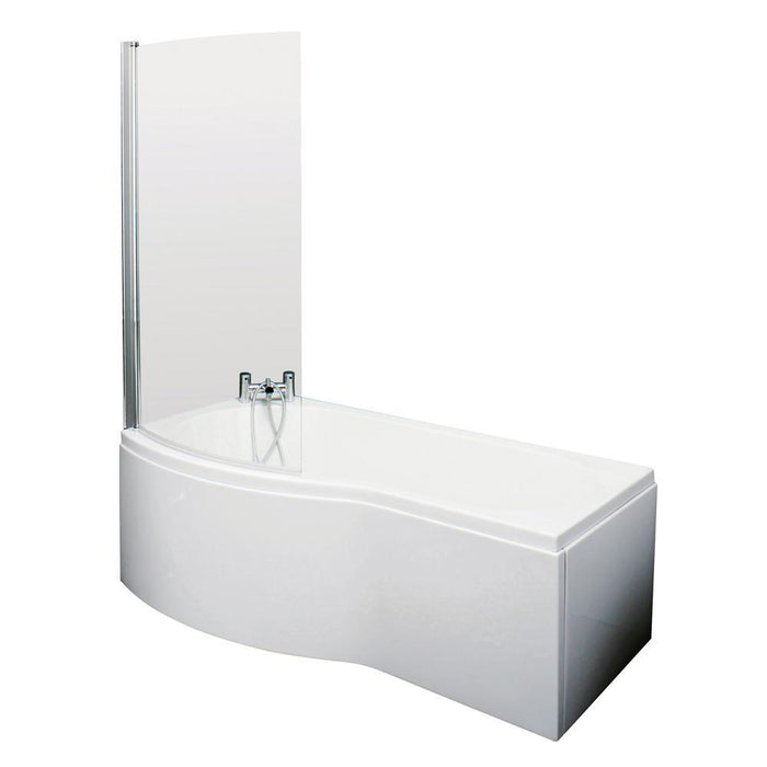 Nuie B-Shaped 1500/1700 x 900mm Shower Bath Set - Unbeatable Bathrooms