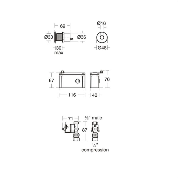 Armitage Shanks Sensorflow 21 Urinal Flush, High Pressure Valve, Panel Mounted, Mains - Unbeatable Bathrooms
