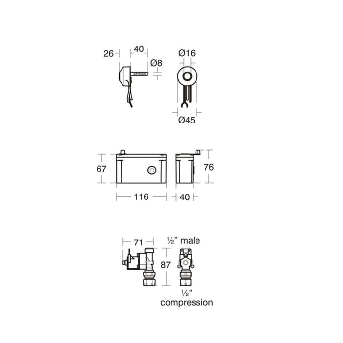 Armitage Shanks Sensorflow 21 Urinal Flush, Surface Mounted, Link - Unbeatable Bathrooms