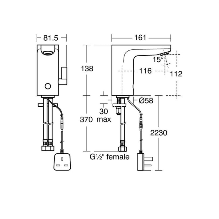 Armitage Shanks Sensorflow Wave Basin Mixer1 Hole with Temperature Control (Mains) - Unbeatable Bathrooms