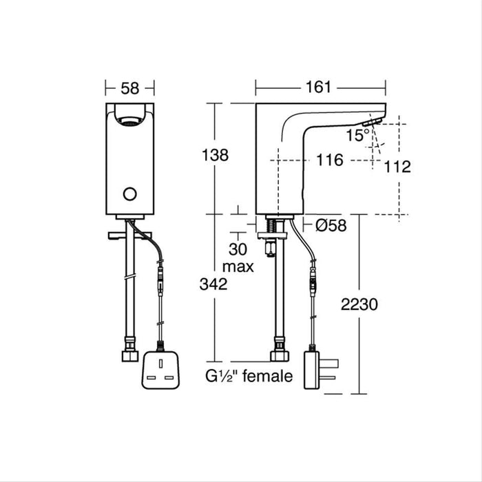 Armitage Shanks Sensorflow Wave Basin Tap 1 Hole (Mains) - Unbeatable Bathrooms