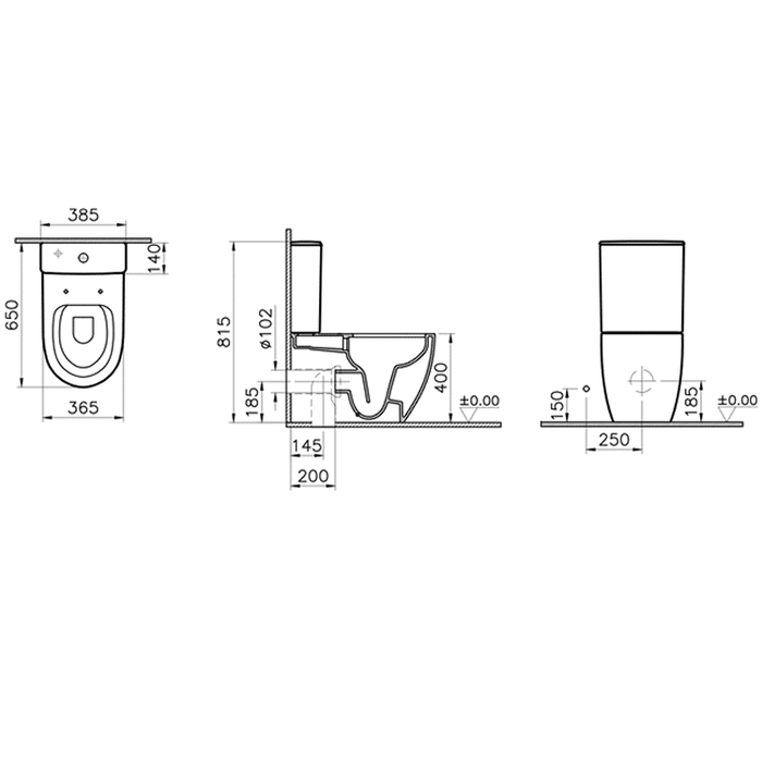 Vitra Sento Rimless Close Coupled Toilet (Closed Back) - Unbeatable Bathrooms