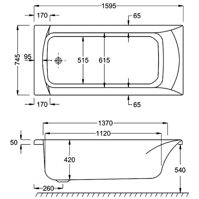 Carron Sigma Carronite Bath - White - Unbeatable Bathrooms