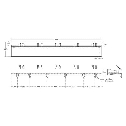 Armitage Shanks Silhouette 2401mm-3000Mm Configurable Washtrough with Waste - Unbeatable Bathrooms