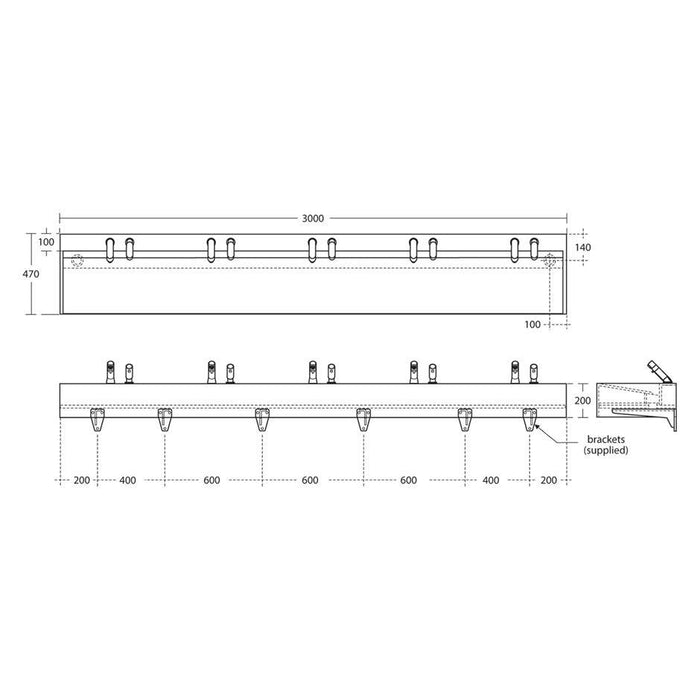 Armitage Shanks Silhouette 2401mm-3000Mm Configurable Washtrough with Waste - Unbeatable Bathrooms