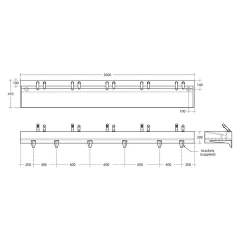 Armitage Shanks Silhouette 2401mm-3000Mm Configurable Washtrough with Waste - Unbeatable Bathrooms