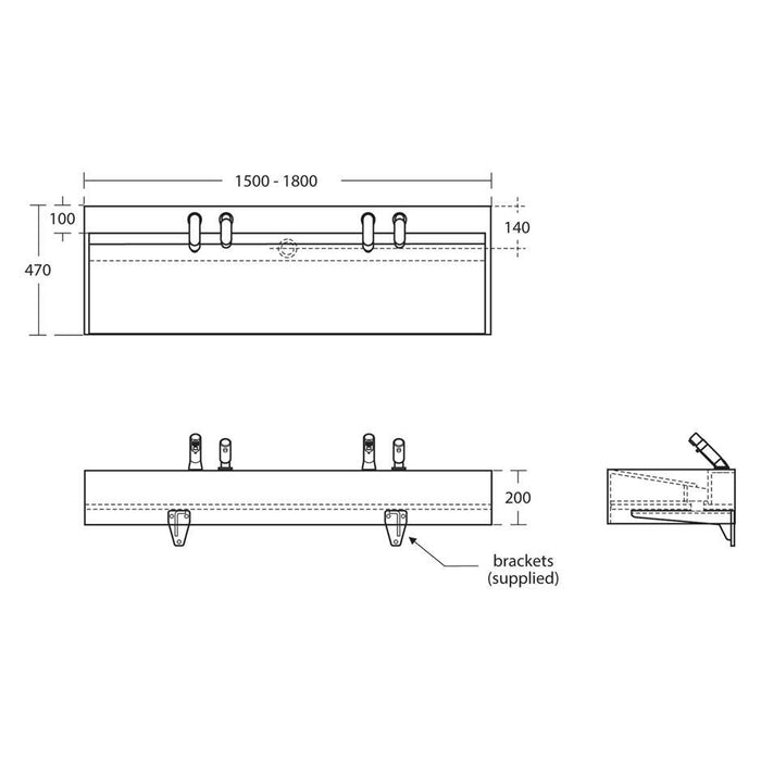 Armitage Shanks Silhouette Configurable Washtrough with Waste - Unbeatable Bathrooms