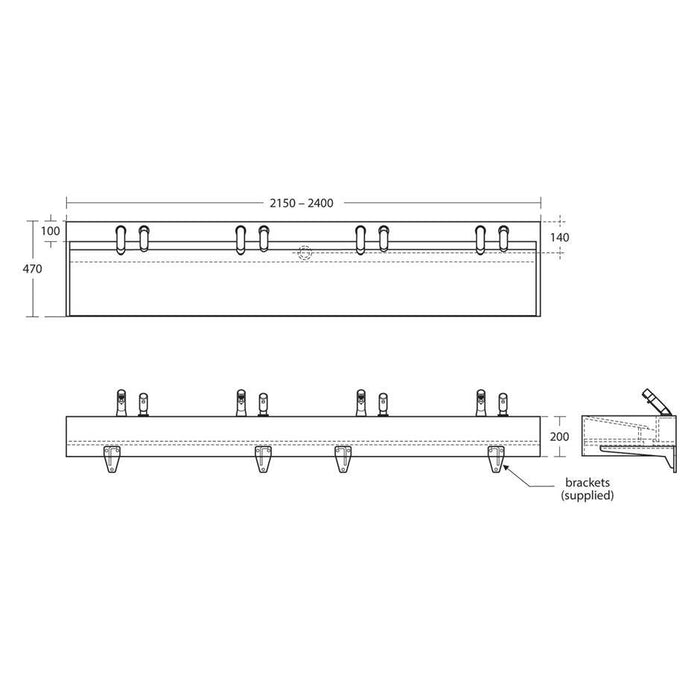 Armitage Shanks Silhouette Configurable Washtrough with Waste - Unbeatable Bathrooms