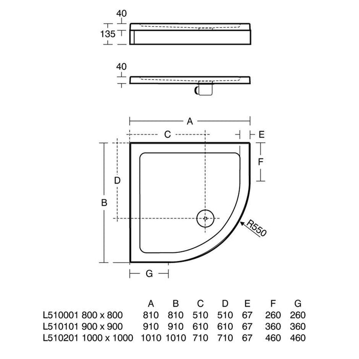Ideal Standard Simplicity Quadrant Shower Tray & Waste - Unbeatable Bathrooms