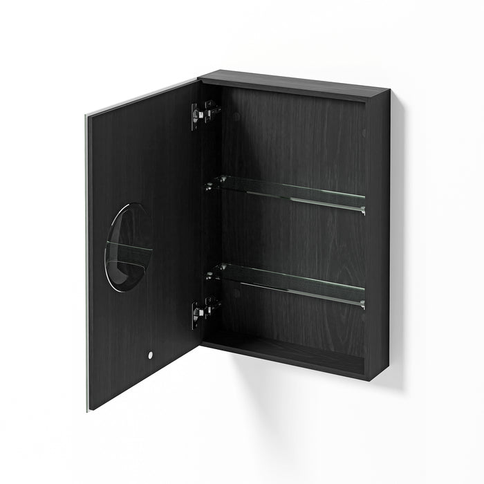 600mm Slimfit Bathroom Mirror Cabinet with Magnifying Mirror - Dark Oak - Unbeatable Bathrooms