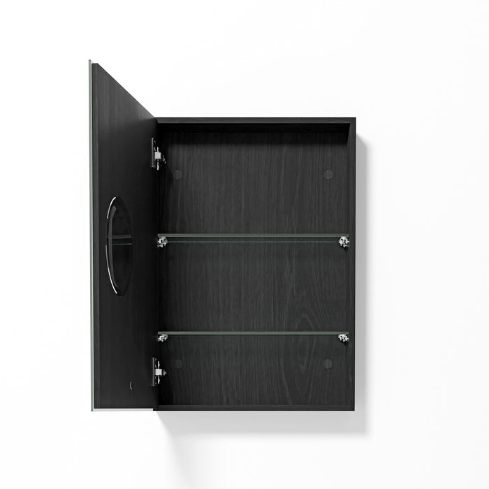 600mm Slimfit Bathroom Mirror Cabinet with Magnifying Mirror - Dark Oak - Unbeatable Bathrooms