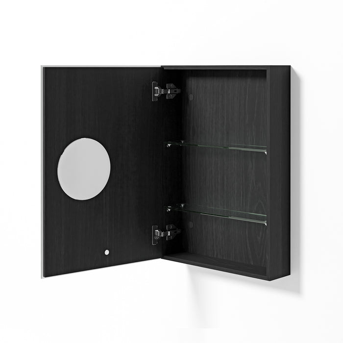 600mm Slimfit Bathroom Mirror Cabinet with Magnifying Mirror - Dark Oak - Unbeatable Bathrooms