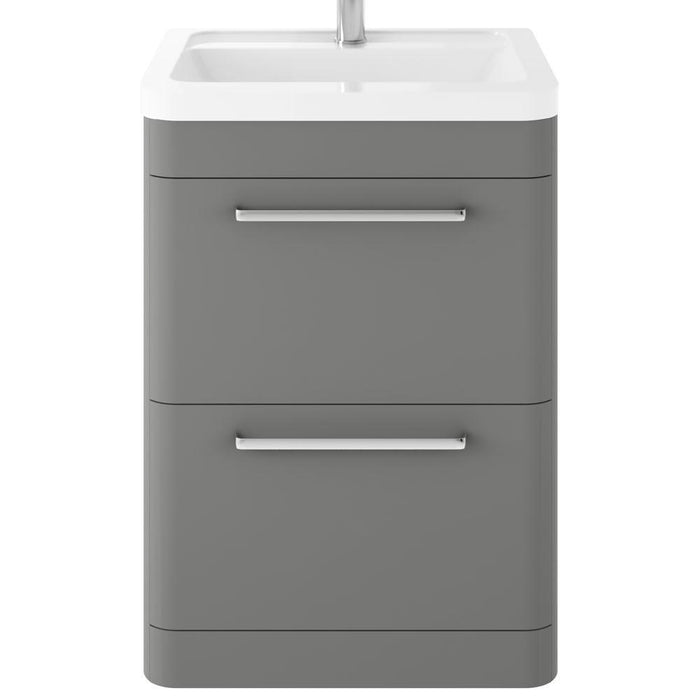 Hudson Reed Solar Cool 600/800mm Vanity Unit - Floor Standing 2 Drawer Unit with Basin - Unbeatable Bathrooms