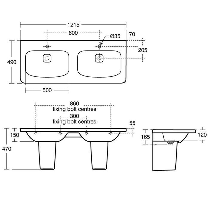 Sottini Turano 1200mm Double Vanity Unit - Wall Hung 2 Drawer Unit - Unbeatable Bathrooms