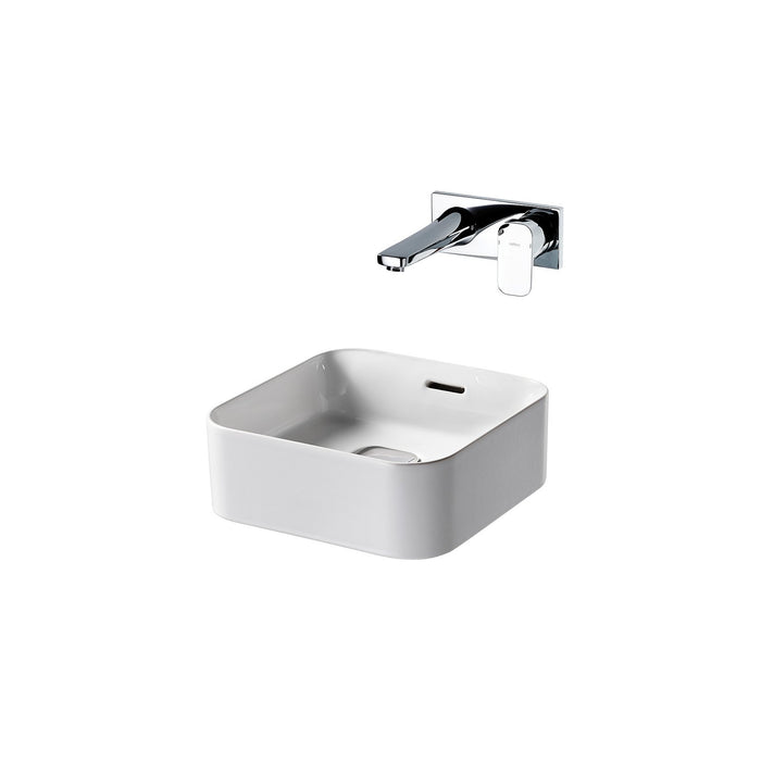 Sottini Fusaro 400mm 0TH Square Countertop Vessel Basin with Overflow & Integral Clicker Waste - Unbeatable Bathrooms