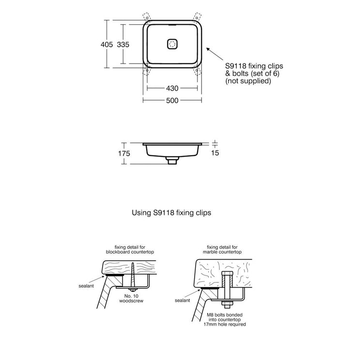 Sottini Fusaro 500mm 0TH Inset Basin with Integral Clicker Waste - Unbeatable Bathrooms