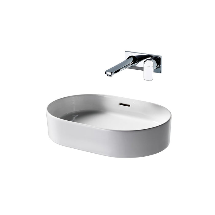 Sottini Fusaro 600mm 0TH Oval Countertop Vessel Basin with Overflow - Unbeatable Bathrooms