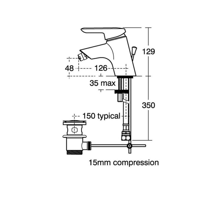 Sottini Rosita Single Lever Bidet Mixer with pop Up Waste - Unbeatable Bathrooms