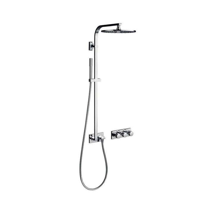 Sottini Velino Thermostatic Shower Mixer with Two Flow Controls,Rainshower,Fixed Riser & Stick Handspray - Unbeatable Bathrooms