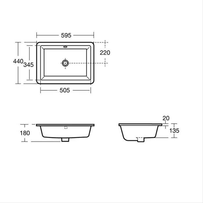 Ideal Standard Strada 60cm under-countertop washbasin with overflow, no taphole - Unbeatable Bathrooms