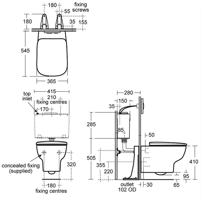 Ideal Standard Studio Echo Wall Mounted Toilet with Horizontal Outlet - Unbeatable Bathrooms
