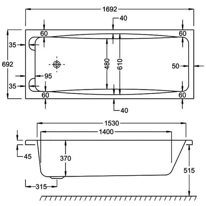 Carron Swallow TG Bath - White - Unbeatable Bathrooms