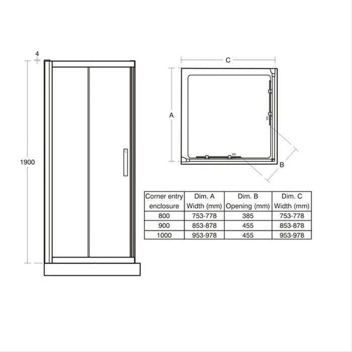 Ideal Standard Synergy Corner Entry Shower Enclosure with 2 Sliding Doors & IdealClean Clear Glass - Unbeatable Bathrooms