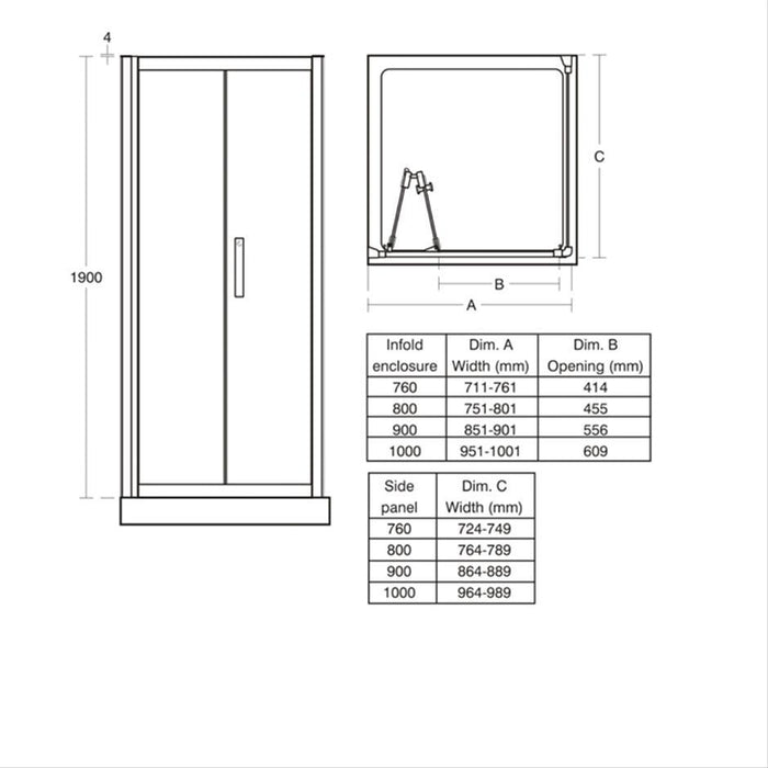 Ideal Standard Synergy Square Shower Enclosure with In-Fold Door & IdealClean Clear Glass - Unbeatable Bathrooms