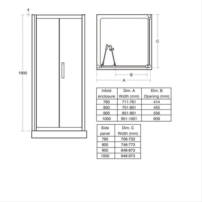 Ideal Standard Synergy Square Shower Enclosure with In-Fold Door & IdealClean Clear Glass - Unbeatable Bathrooms