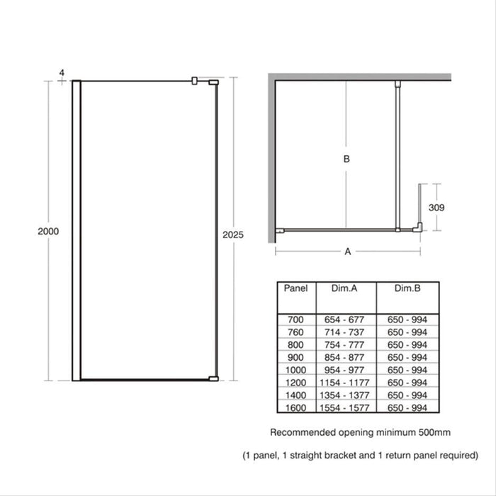 Ideal Standard Synergy Wet Room panel, IdealClean clear glass - Unbeatable Bathrooms