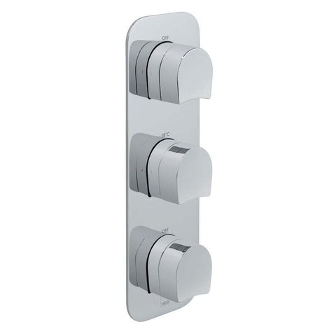 Vado Vertical Concealed Two Outlet Three Handle Thermostatic Shower Valve - Unbeatable Bathrooms