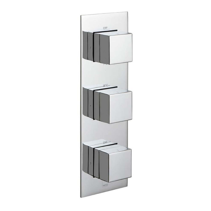 Vado Tablet Notion Vertical Concealed Three Outlet,Three Handle Thermostatic Shower Valve with All-Flow Function - Unbeatable Bathrooms
